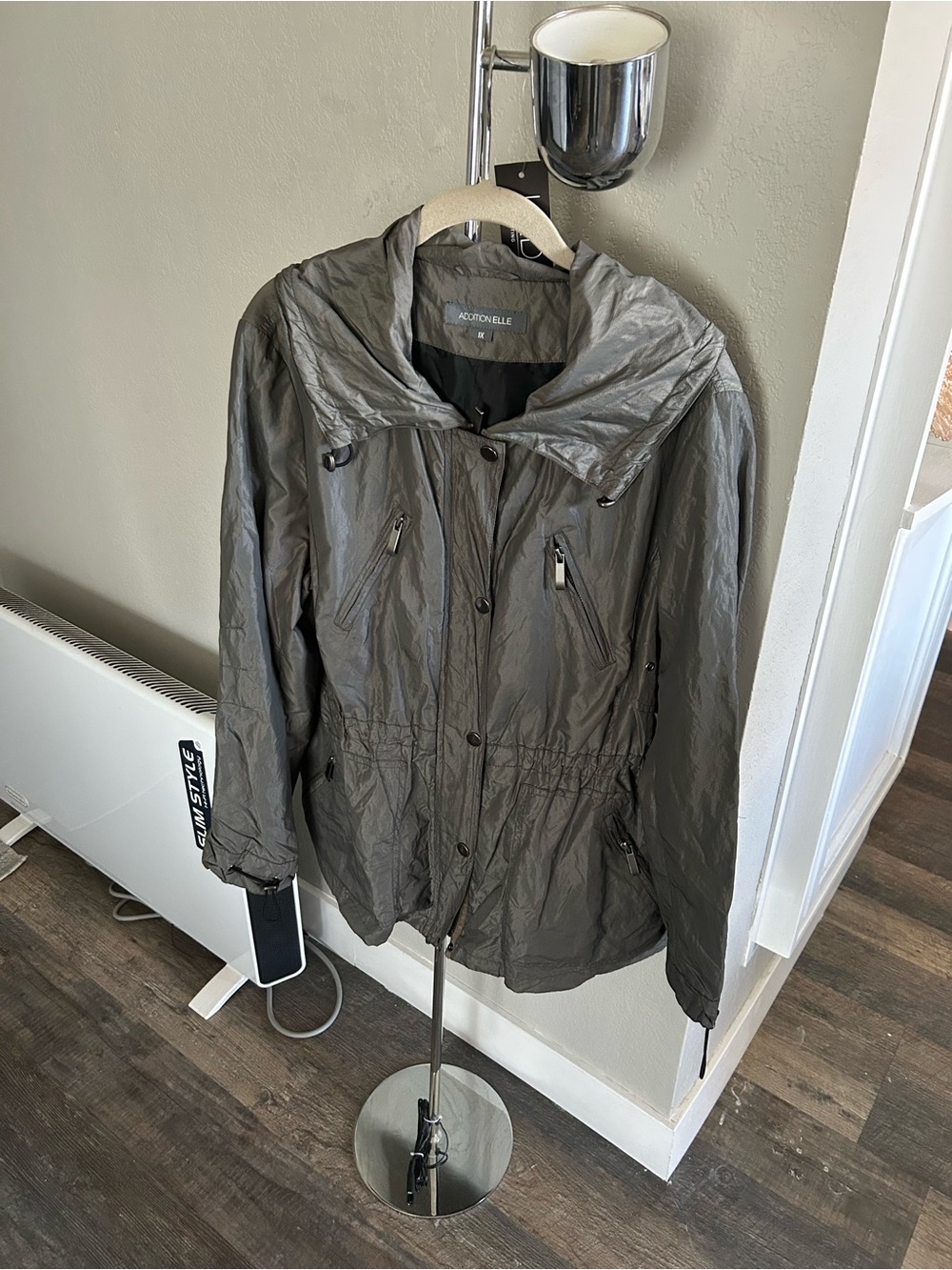 Addition Elle Olive Gray Utility Jacket with Hood